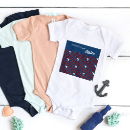 SHRIMPLY Funtastic Retro Patroon Rood Blauw Aangep Romper