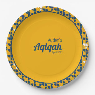 SHRIMPLY Geel Blauw, Aqiqah Baby shower Papieren Bordje