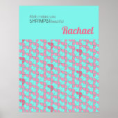 SHRIMPLY Mooie Blauwgroen Roze Kwekerij Custom Poster (Voorkant)