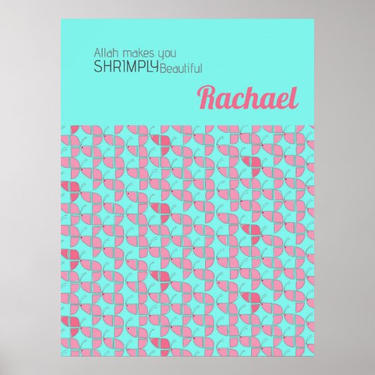 SHRIMPLY Mooie Blauwgroen Roze Kwekerij Custom Poster (Voorkant)