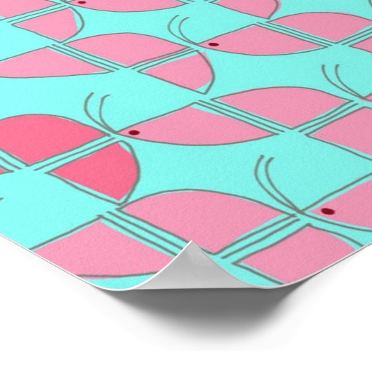 SHRIMPLY Mooie Blauwgroen Roze Kwekerij Custom Poster (Hoek)