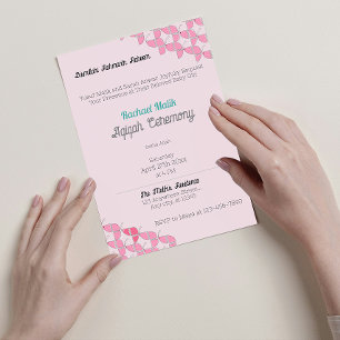 SHRIMPLY Roze Blauwgroen, Baby Meisje Aqiqah Baby Kaart
