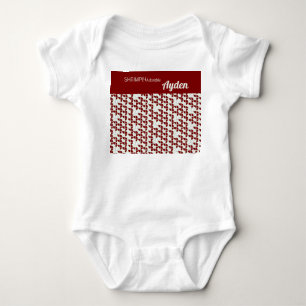 SHRIMPLY Schattig Retro Patroon Wit Rood Aangepast Romper