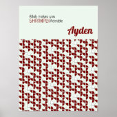 SHRIMPLY Schattig Retro Rood Wit Kwekerij Custom Poster (Voorkant)