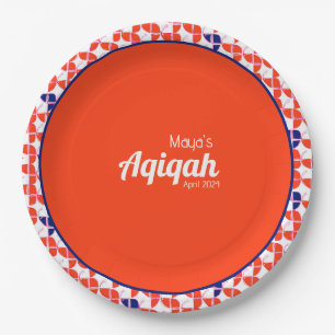 SHRIMPLY Sinaasappel wit patroon, Aqiqah Baby show Papieren Bordje