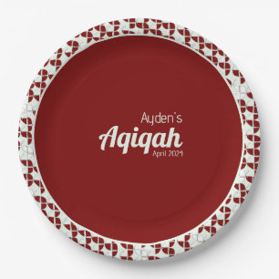 SHRIMPLY Wit Rood Patroon, Aqiqah Baby shower Papieren Bordje