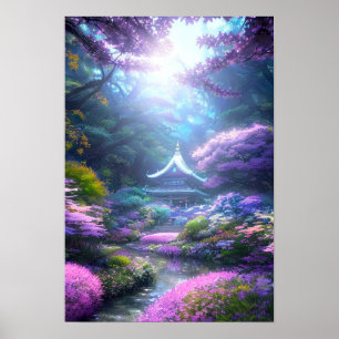 Shrine in de Vibrant Garden Poster