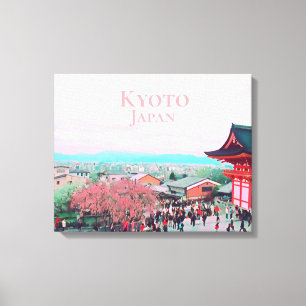 Shrine met Cherry Blossom Kyoto Japan reiskunst Canvas Afdruk