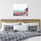 Shrine met Cherry Blossom Kyoto Japan reiskunst Canvas Afdruk (Insitu (Slaapkamer))