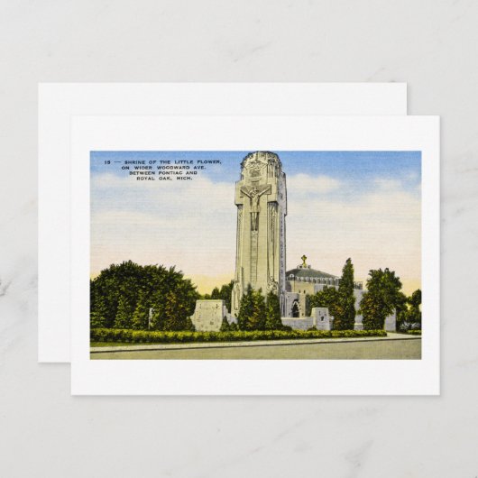 Shrine of Little Flower Woodward Ave, Michigan Briefkaart (Voorkant / Achterkant)