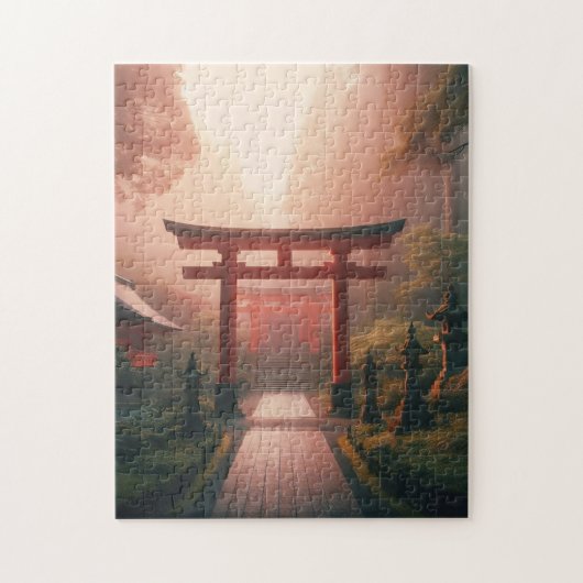 Shrine Path at Dawn – Tranquil Japan Puzzle Legpuzzel (Verticaal)