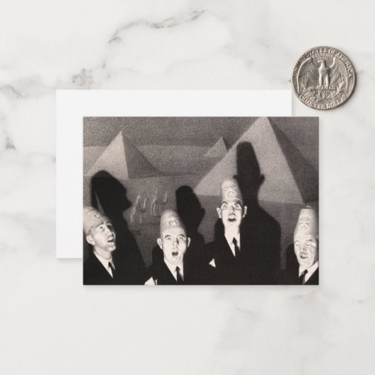 Shrine Quartet van Grant Wood Notitiekaartje (Voorkant / Achterkant in situ)