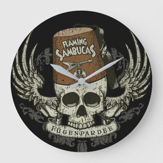Shriner Skull Distressed Clock Grote Klok (Voorkant)