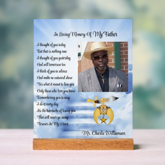 Shriners Mason Memorial Foto Acryl Bord (Neutraal)