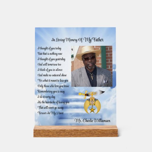 Shriners Mason Memorial Foto Acryl Bord (Voorkant)