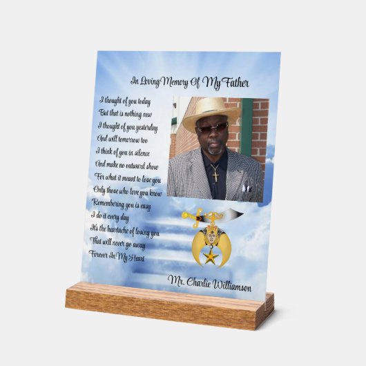 Shriners Mason Memorial Foto Acryl Bord (Hoek)