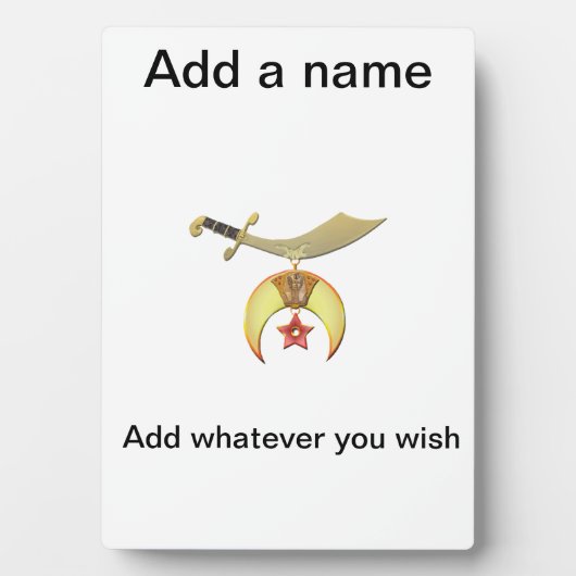 Shriners Plaque Fotoplaat (voorkant)