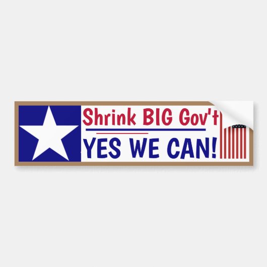 Shrink Big Gov kan niet. Bumpersticker (Voorkant)