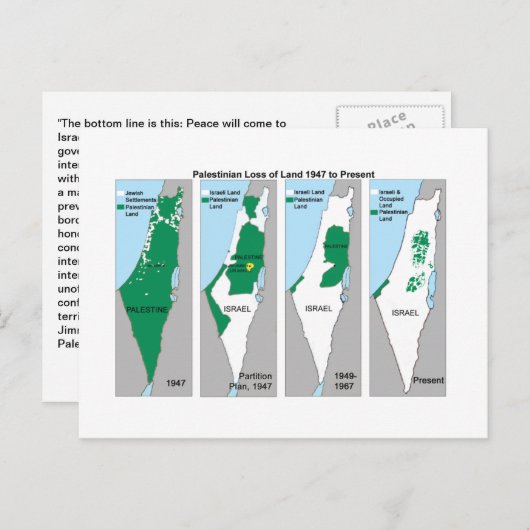 Shrinking Map of Palestine - Postcard Briefkaart (Voorkant / Achterkant)