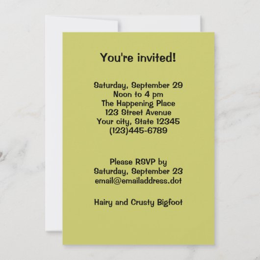 Shrink's Kantoor Funny Sasquatch Cartoon Custom Kaart (Achterkant)