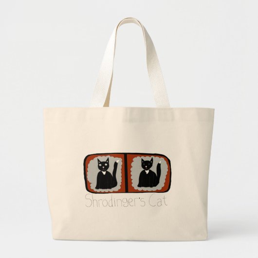 Shrodinger Cat Science Cartoon Grote Tote Bag (Voorkant)