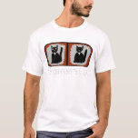 Shrodinger Cat Science Cartoon T-shirt<br><div class="desc">Dit is mijn oorspronkelijke ontwerp, een speelse cartoon illustratie van de bekende Shrodinger-theorie, die vaak op tv wordt besproken. Shrodingers Cat gaat over een Cat die dood of levend kan zijn nadat hij in een doos is opgesloten met een gas dat 5 procent van de tijd dodelijk zal zijn. Dit...</div>