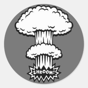 SHROOM! -b/w Ronde Sticker