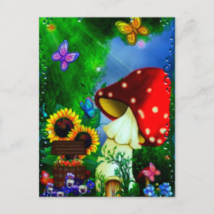 Shroom Gully Whimsical Fantasy Art Briefkaart
