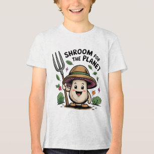 Shroom voor de planeet Funny Mushroom Farmer Tri-Blend Shirt