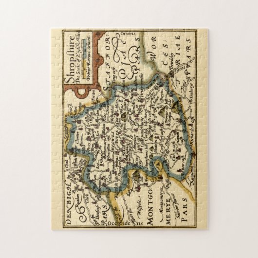 Shropshire County England Oude antiquarische kaart Legpuzzel (Verticaal)