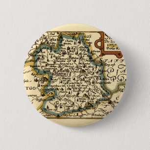 Shropshire County England Oude antiquarische kaart Ronde Button 5,7 Cm