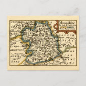 Shropshire County Map, Engeland Briefkaart (Voorkant)