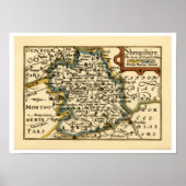 Shropshire County Map, Engeland Poster (Voorkant)