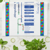 Shropshire Union Canal Route Map UK Waterway Blue Theedoek (Gevouwen)