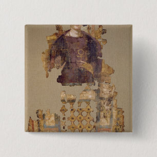 Shroud die een vrouw met een ankh afschildert vierkante button 5,1 cm