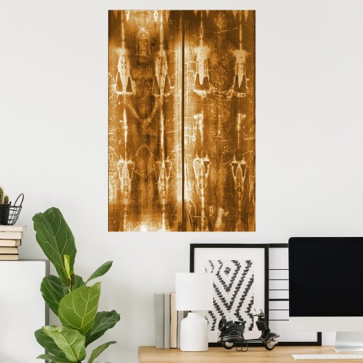 Shroud of Turin Jesus Afbeelding Front & Back Poster (Thuiskantoor)