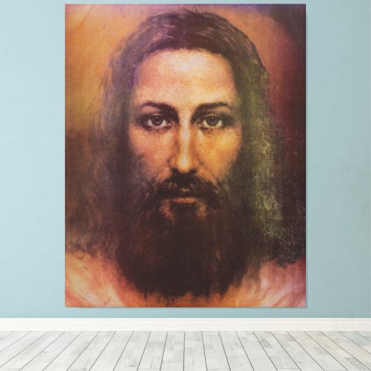 Shroud of Turin Jesus Christus face, Heilig Gezich Canvas Afdruk (Insitu (Houten vloer))