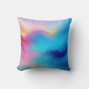 "Shroudglen" Roze en Blauw Landschap Zeegezicht. Kussen