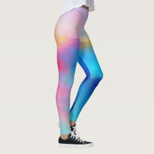 "Shroudglen" Roze en Blauw Landschap Zeegezicht. Leggings