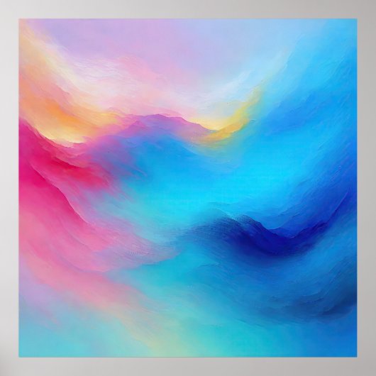 "Shroudglen" Roze en Blauw Landschap Zeegezicht. Poster (Voorkant)