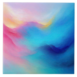 "Shroudglen" Roze en Blauw Landschap Zeegezicht. Tegeltje