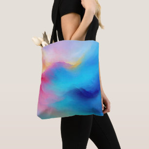 "Shroudglen" Roze en Blauw Landschap Zeegezicht. Tote Bag