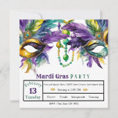 Shrove Tuesday en Mardi Gras Party Kaart (Voorkant)