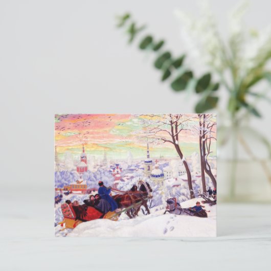 "Shrovetide" van Boris Kustodiev Briefkaart (Staand voorkant)
