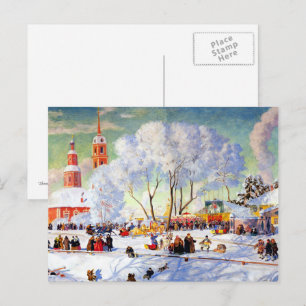 "Shrovetide" van Boris Kustodiev, Fine Art Briefka Briefkaart