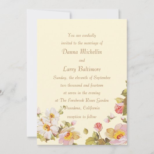 Shrub Rozen Cornsilk Wedding Kaart (Voorkant)
