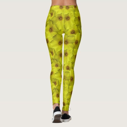 Shrubby Cinquefoil naadloos patroon Leggings (Achterkant)