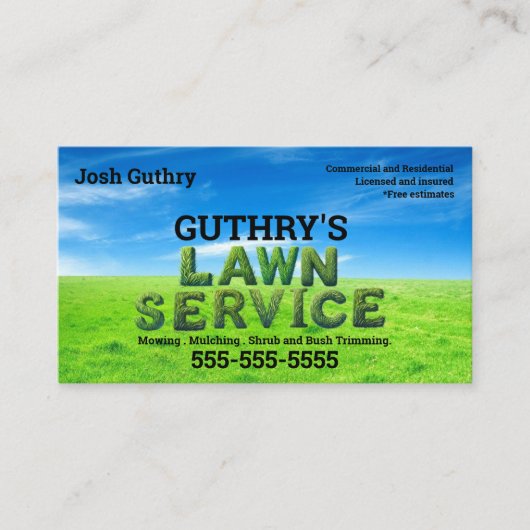 Shrubs Bliss Lawn Service Business Card Visitekaartje (Voorkant)
