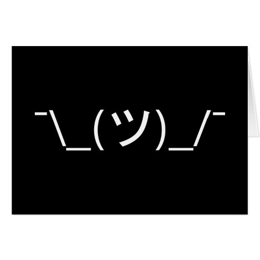 Shrug Emoticon Count\_(ツ)_/ Japanse Kaomoji Kaart (Voorkant Horizontaal)