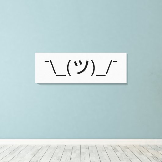 Shrug Emoticon Pennine_(ツ)_/ Japanse Kaomoji Canvas Afdruk (Insitu (Houten vloer))